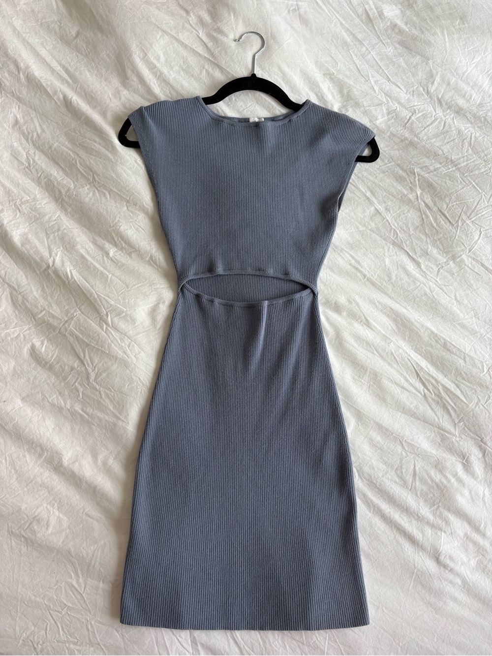 Wilfred Ribbed Midi Dress with Waist Cutout in Slate Blue